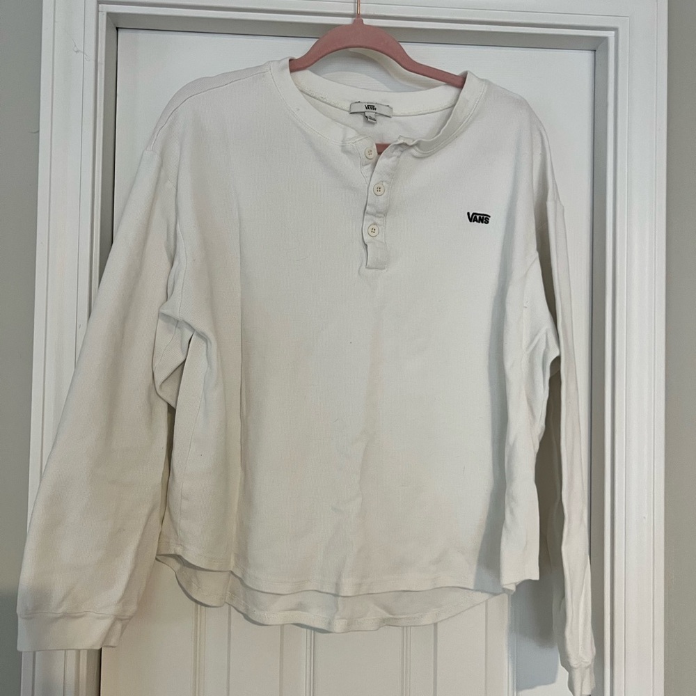 Vans White Ribbed Henley Shirt